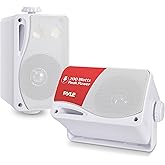 Pyle 3-Way Indoor & Outdoor Box Speaker System - 3.5" 200 Watt Compact Wall Mount Speakers for Home, Patio, Deck, Garage, Poolside, or Studio Use - Dual Speaker Set - PLMR24 (White)