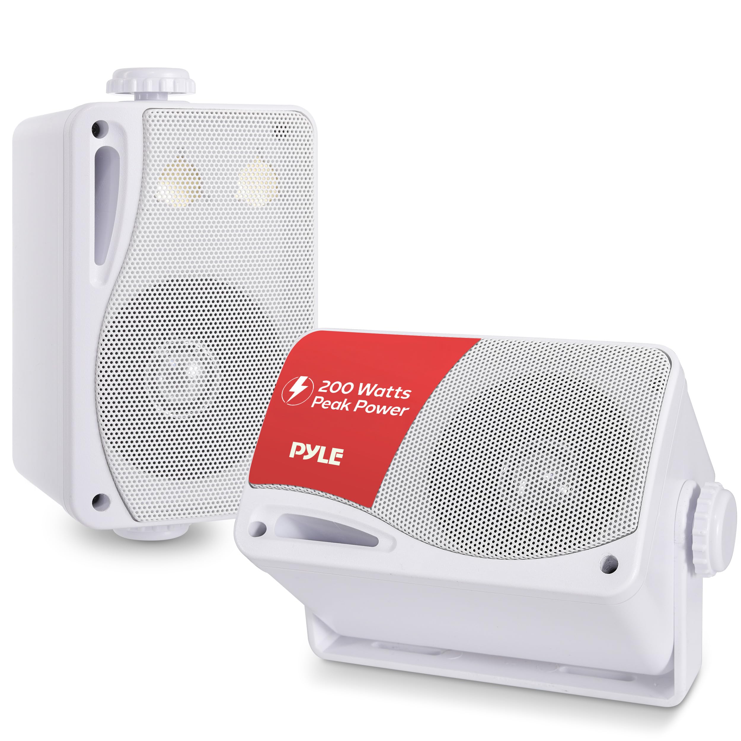 Photo 1 of Pyle 3-Way Indoor & Outdoor Box Speaker System - 3.5" 200 Watt Compact Wall Mount Speakers for Home, Patio, Deck, Garage, Poolside, or Studio Use - Dual Speaker Set - PLMR24 (White)