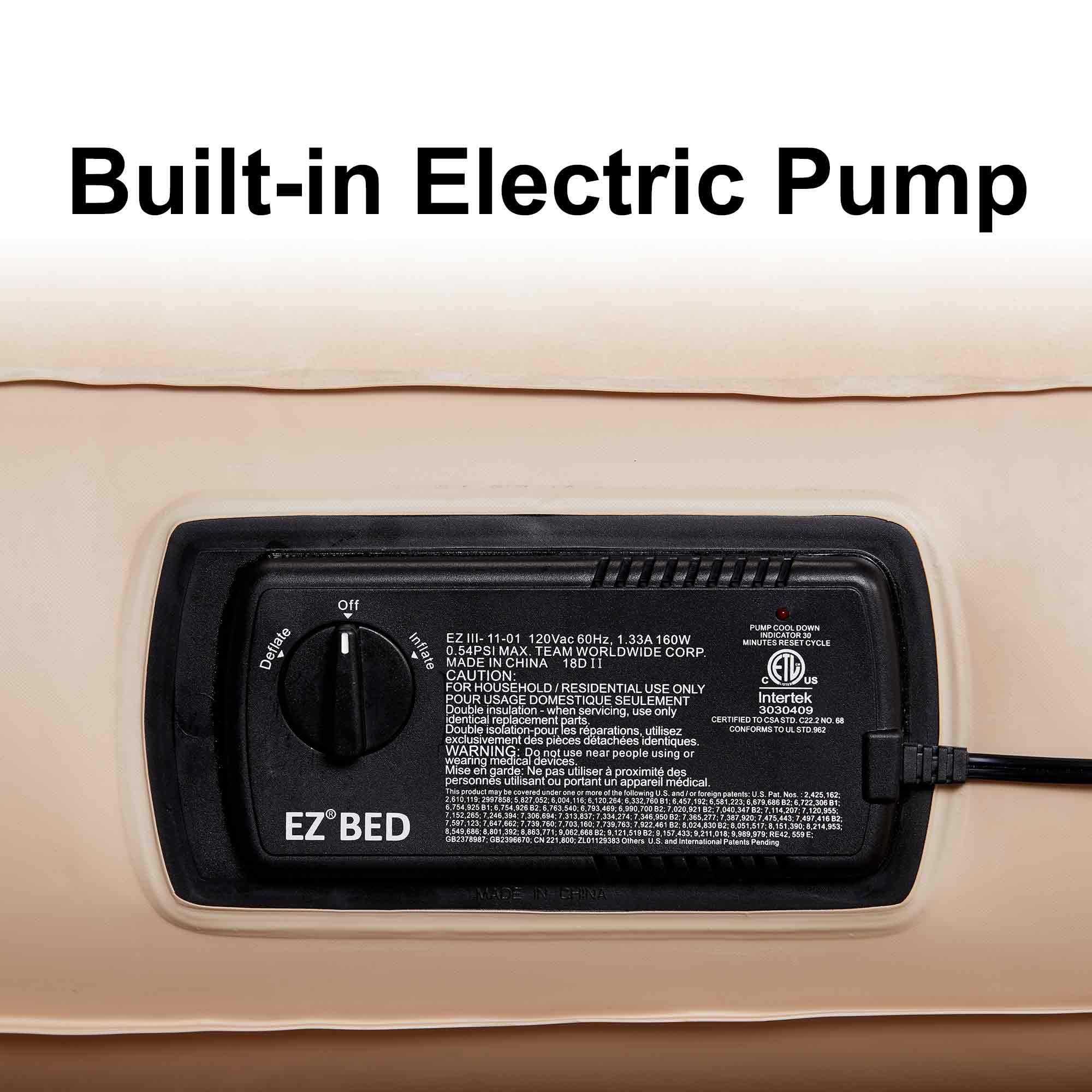 Simpli Comfy EZ Air Bed Self-Inflating Queen Size Air Mattress with Built-in Frame, Pump and Wheeled Case