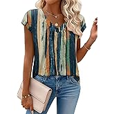 Zeagoo Womens Tops Short Sleeve V Neck Shirts Summer Dressy Casual Business Clothes Work Blouses Fashion Clothing Outfits