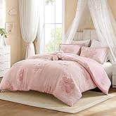 Intelligent Design Kids Queen Comforter Set for Girls, Tufted Chenille Floral Comforter Set Queen, Lightweight Polka Dot Comforter Reversible Bed Set, Sham, Pillow, Gracie, Full/Queen Pink 4 Piece