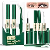 YIDUO Lash Cluster Glue 3Pcs Black Lash Bond and Seal with Tweezers Kit | Waterproof, Long Lasting 72H+, No Clumping, Easy to Apply and Remove, For Cluster/ Individual/ Strip Lashes, Easy to Use