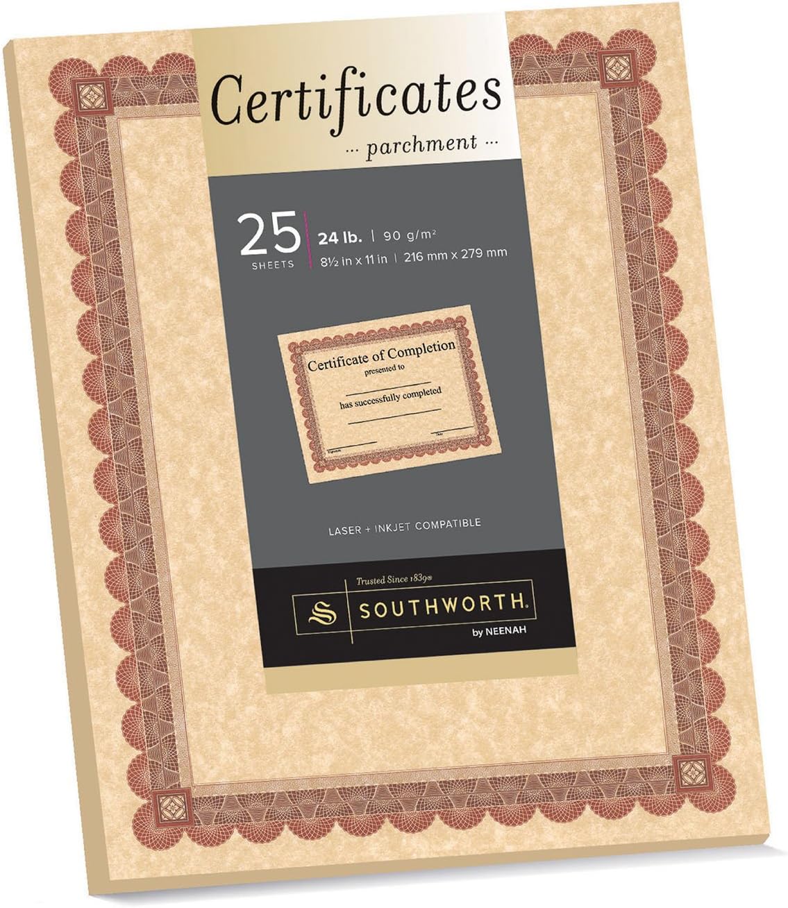 Southworth Parchment Certificates, 8.5" x 11", 24 lb/90