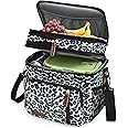 MIYCOO Lunch Bag for Women Men Double Deck Lunch Box - Leakproof Insulated Soft Large Lunch Cooler Bag, (Leopard print,15L)