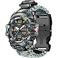 23-in-1 Survival Military Digital Watch, Mens Tactical Multi-Functional and Adjustable Wristband Outdoors Waterproof Sports Dual Dial Watches with Compass Paracord Band