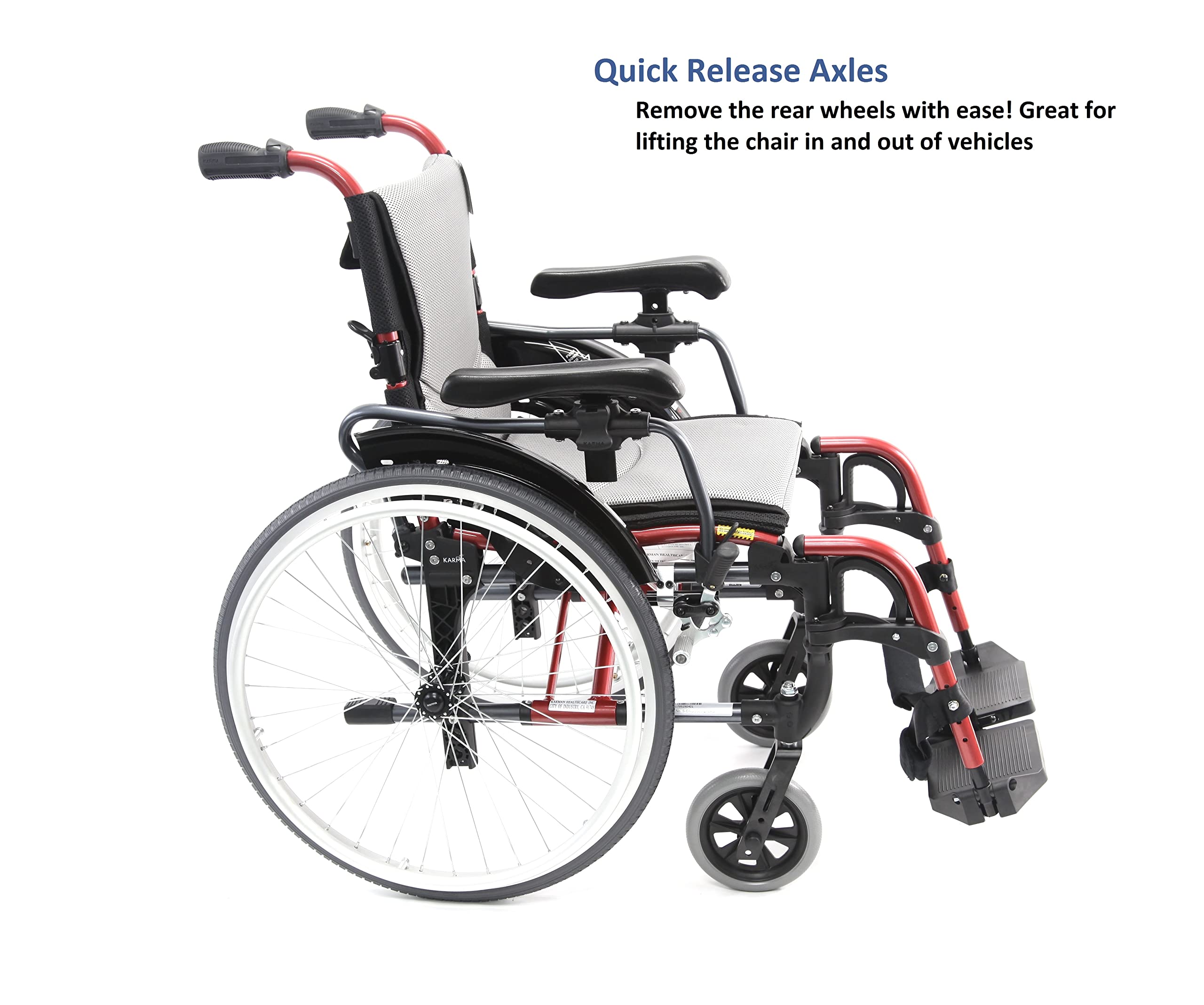 Karman Healthcare S-305 29 lbs Ultra Light Ergonomic Wheelchair with Removable Footrest and Quick Release Wheels Red Color (S-ERGO305Q18RS)
