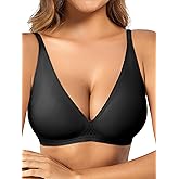 AILIVIN Womens Deep V Bras Wireless Comfortable Bra Supportive Wirefree Tshirt Bras Seamless Soft Push Up Plunge Bralettes