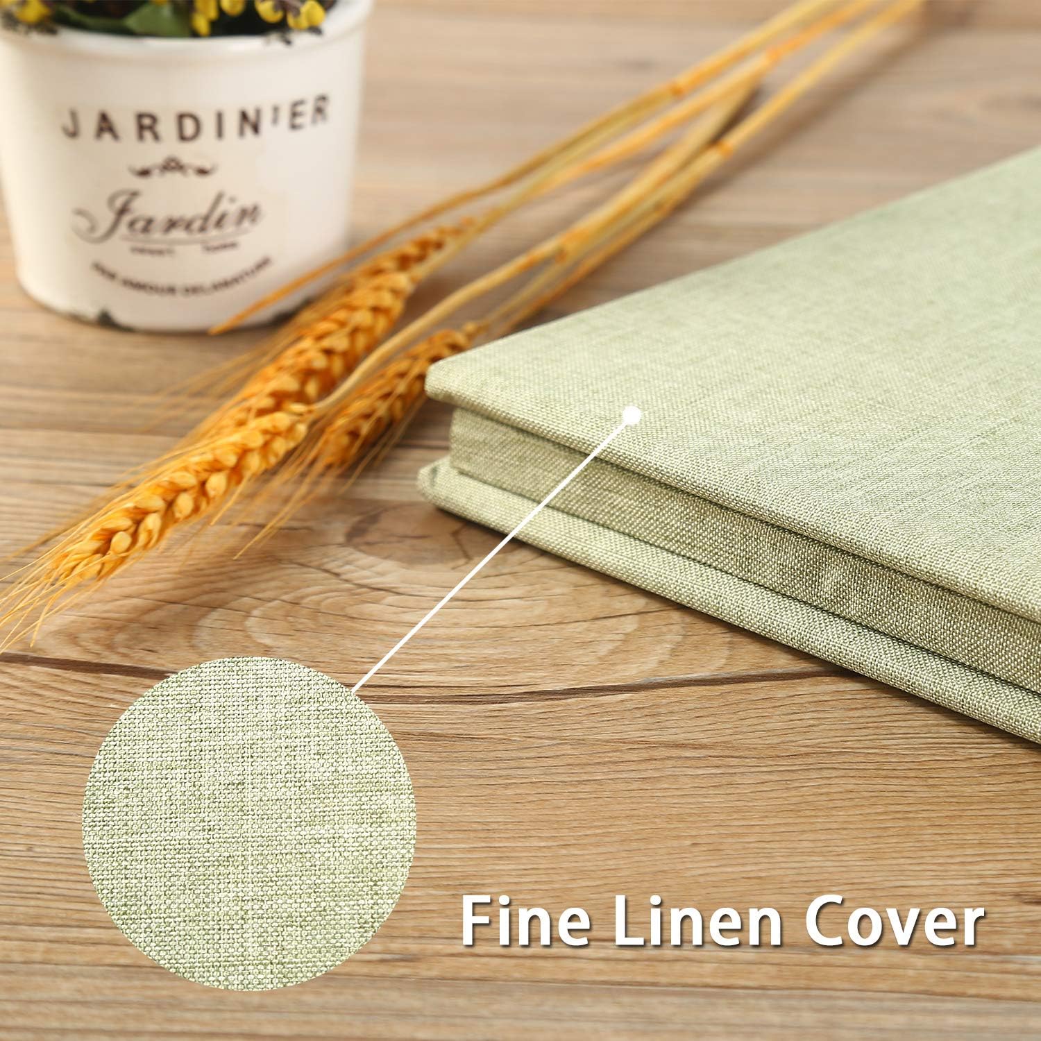 Yopih Self Adhesive Photo Album 28x27cm Fits 10x15 8x13 13x18 15x20 20x25 cm Photo Scrapbook with Window 40 Pages Linen Cover with A Metallic Pen DIY Memory Book for Baby Wedding Family Grassgreen - Image 4
