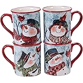 Watercolor Snowman 16 oz. Mugs, Set of 4 Assorted Designs