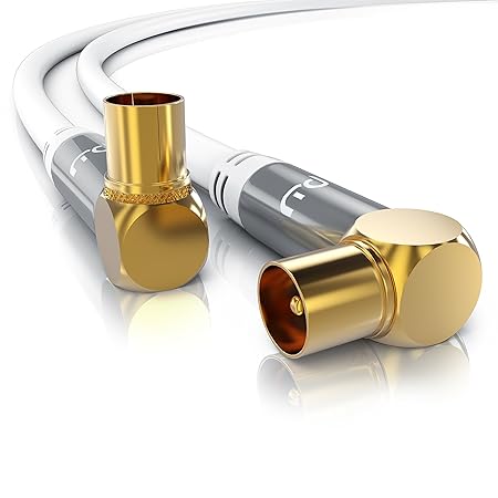 CSL - 2m Antennenkabel HDTV 135dB 75 Ohm 90Â° gewinkelt | Premium Koaxialkabel | FullHD 4k UHD | Koax Stecker 90Â° > Koax Kup