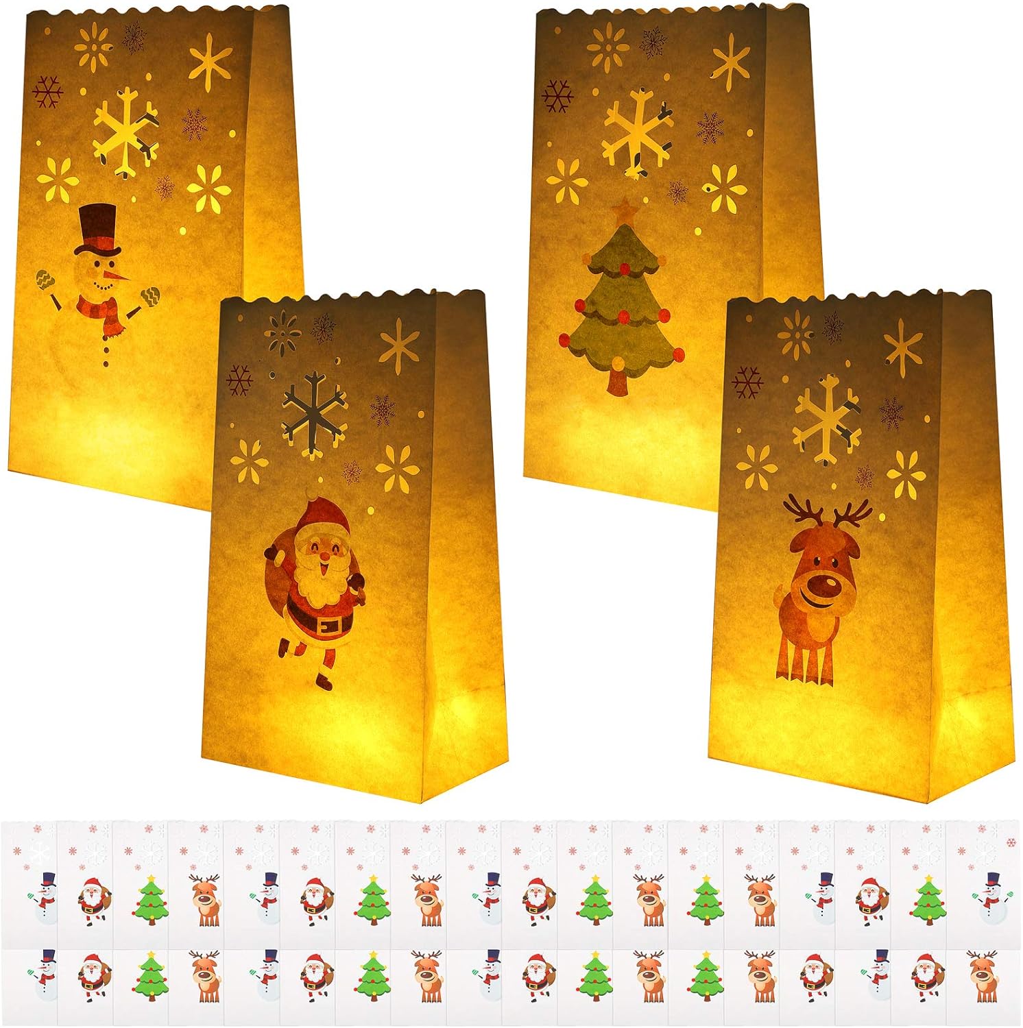 URATOT 36 Pieces Christmas Luminaries Bags White Tealight Holders Flame