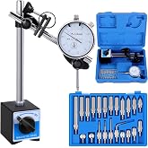 Qnkaa Dial Indicator with Magnetic Base Holder 0-1" Dial Gauge 0.001" | Fine Adjustable Long Arm , Magnetic Dial Indicator，Professional Dial Gauge 0.001"
