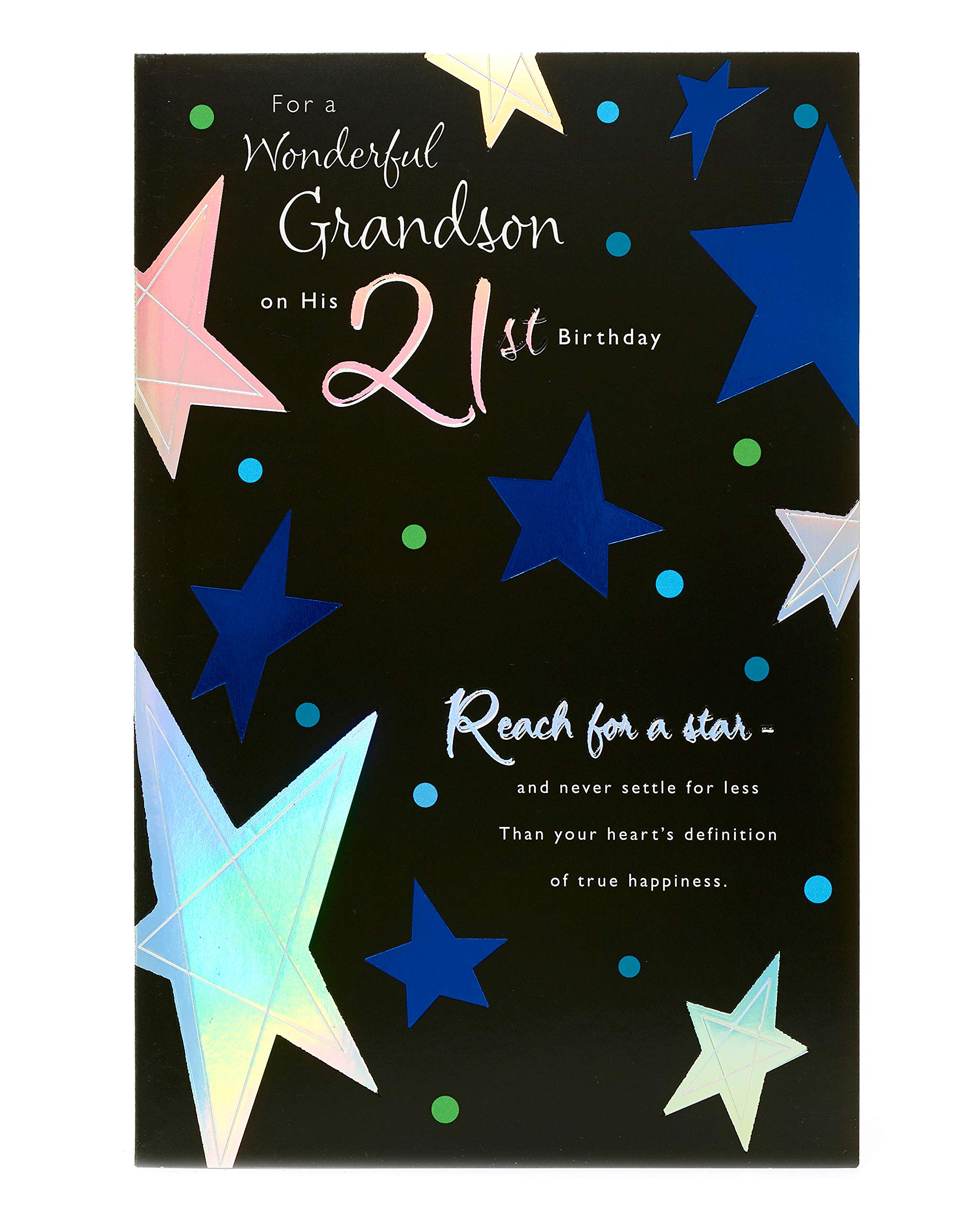UK Greetings | 21st Birthday Card for Grandson | Happy Birthday Gifts | Him, Boys, Men | Lovely Design | With Envelope | 155 x 235 mm