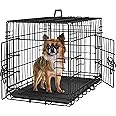 Yaheetech 24 inch Dog Crate Double Door w/Divider for Puppy Collapsible Metal Crate with Removable Tray Wire Kennel Pet Crate for Small Dogs Portable Travel Cage, Black