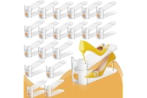 FENRUNXU Shoe Slots Organizer for Closet, Shoe Stacker Organizer Double Layer Stack Shoe Rack, Shoe Display Shelf 50% Space Saver Storage Holder for Closet, 20PACK