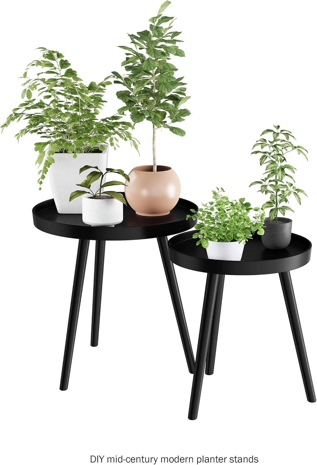 Lavish Home Contemporary Decor and Home Accent Table with Tray Top (Black, Set of 2),: Furniture & Decor