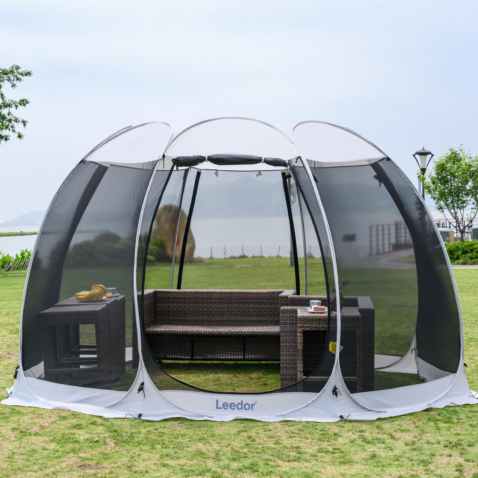 LEEDOR® Pop Up Screen House, 8-10 Person Outdoor Screen Tent，Camping Screen Room with Carry Bag, Screen Gazebo with Mosquito Netting, Instant Sun Shelter for Garden, Patio Backyard 12'x12' Image