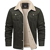 Fuwenni Men's Winter Sherpa Lined Fleece Military Cargo Jacket Cotton Outerwear Jacket Coat