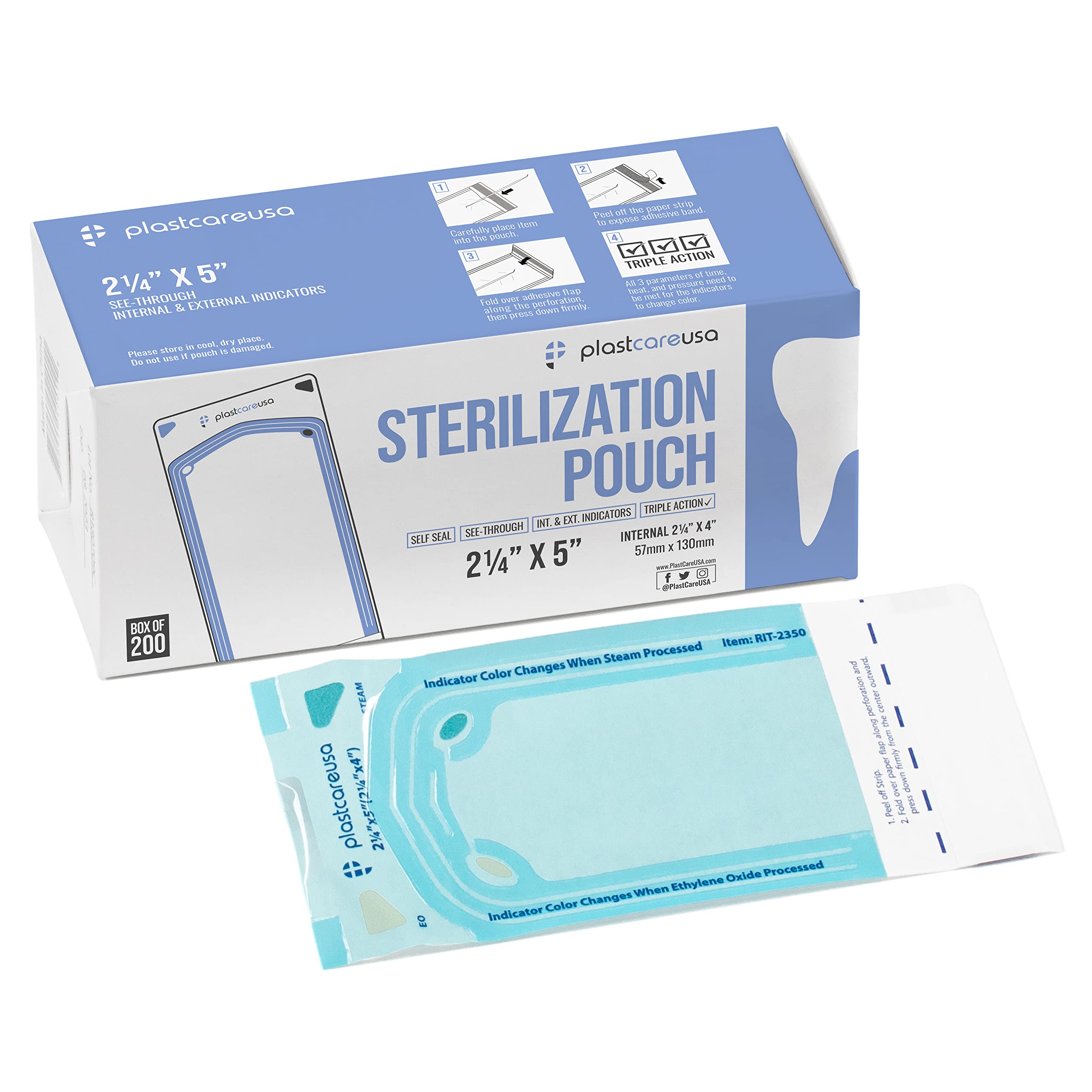 thumbnail image 2 of Self-Seal Sterilization Pouches For Autoclave - 3.5x10, 200ct (Dental/Medical Grade) 2 of 5