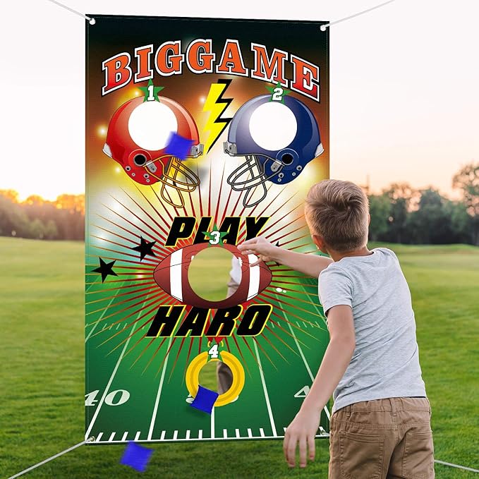 Football Toss Game with 3 Bean Bags, Indoor and Outdoor Football Party Game for Kids