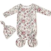 Little Jump Soft newobrn knot gown Baby Sleeper Set with Hat, Newborn Unisex, Viscose