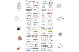 Eaasty 24 Sheets Monthly Planner Stickers Creative Journaling Stickers Aesthetic Calendar for Calendars Paper Book Decoration Accessories Scrapbooking