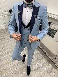 Wangyue Slim Fit Suit for Men Khaki 3 Piece Tuxedo