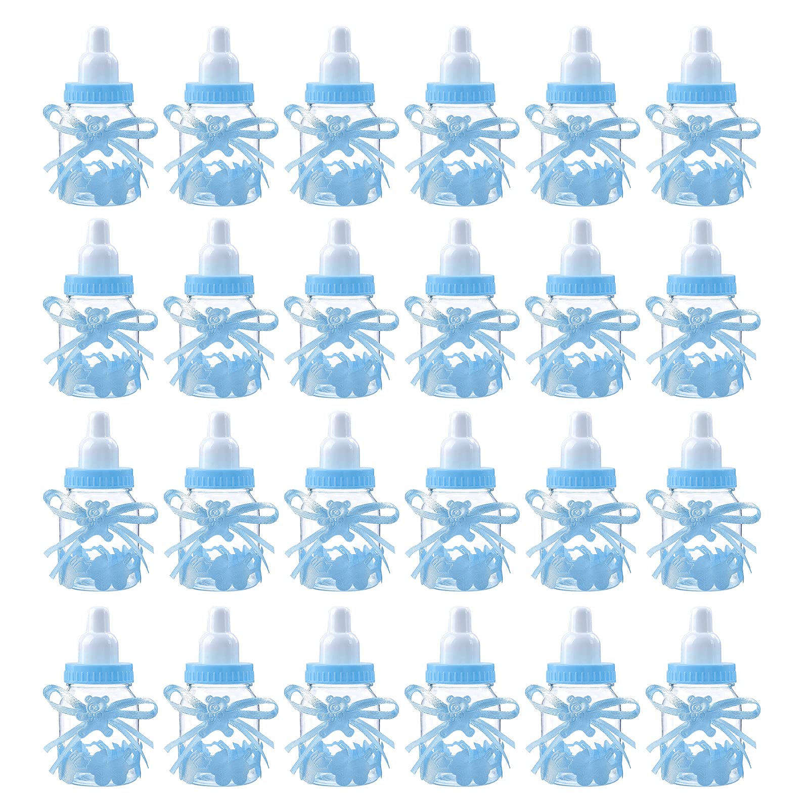 Baby Shower Bottles, 24 Pcs Candy Filling Box, Gift & Decorations Feeder Favours for Boys & Girls, Baby Shower Party Favours, Blue
