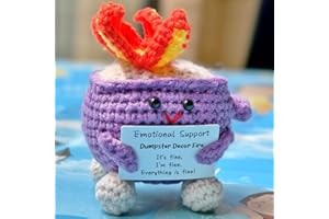 Levvohd Emotional Support Dumpster Decor Fire, Funny Handmade Crochet Dumpster Knitting Doll, Cute Desk Accessories for Women Office (Purple)