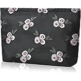 KeYaMee Makeup Bag Travel Cosmetic Bags for Purse Women Organizer Pouch Toiletry Bags with Zipper Large Capacity 056 black