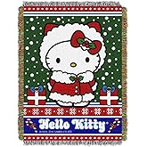 Northwest Hello Kitty Woven Tapestry Throw Blanket, 48" x 60", Snow Kitty