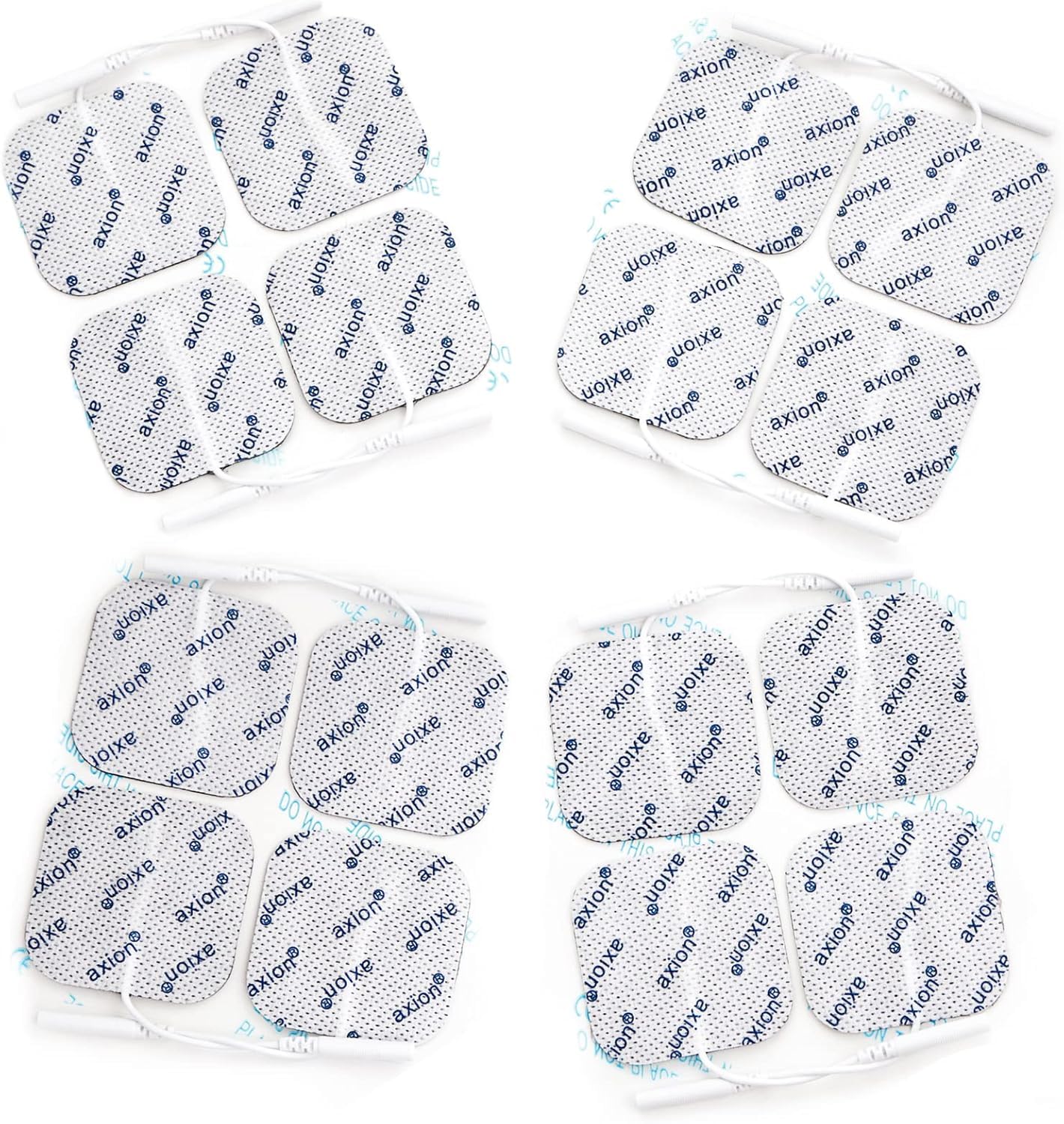 Axion Pack of 16 Electrodes. Square Self-Adhesive Pads 4x4cm for TENS EMS Units with 2mm Connection. Pads for Pain Treatment, Muscle Growth and Massage