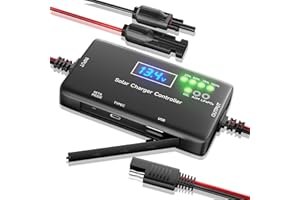 SUNAPEX Solar Charge Controller 12V 20A, Solar Panel Charge Controller with Type-C and USB Output for Solar Panel and Gel, AGM, LiFePO₄ Battery