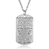 YEEQIN Granddaughter Necklace Love Granddaughter Dog Tag Believe Inspirational Gifts From Grandma Grandmother To Granddaughter Birthday Graduation Gifts