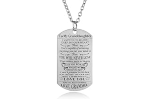 YEEQIN Granddaughter Necklace Love Granddaughter Dog Tag Believe Inspirational Gifts From Grandma Grandmother To Granddaughter Birthday Graduation Gifts