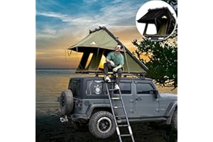 HEYFUN Adventurer Rooftop Tent Hardshell with Luggage Racks&Replaceable Rain Flies, Truck Bed Tent for Camping, Pop Up Overland Roof Top Tents for Truck Jeep SUV Car Van Wrangler Tacoma