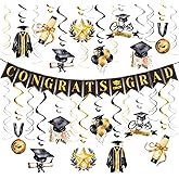 FRIDAY NIGHT Graduation Hanging Decorations Congrats Grad Banner Hanging Swirls Decor 27PCS Watercolor College High School Graduation Party Supplies