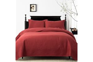 Jupitex Matelasse Coverlet Bedspread Quilt Queen Size, 90x96 Textured Lightweight Quilt, 3 Pcs Ultrasonic Embossed Bedding, Soft Breathable Bedspread, Rust Caramel Orange Quilt Bedspread Coverlet