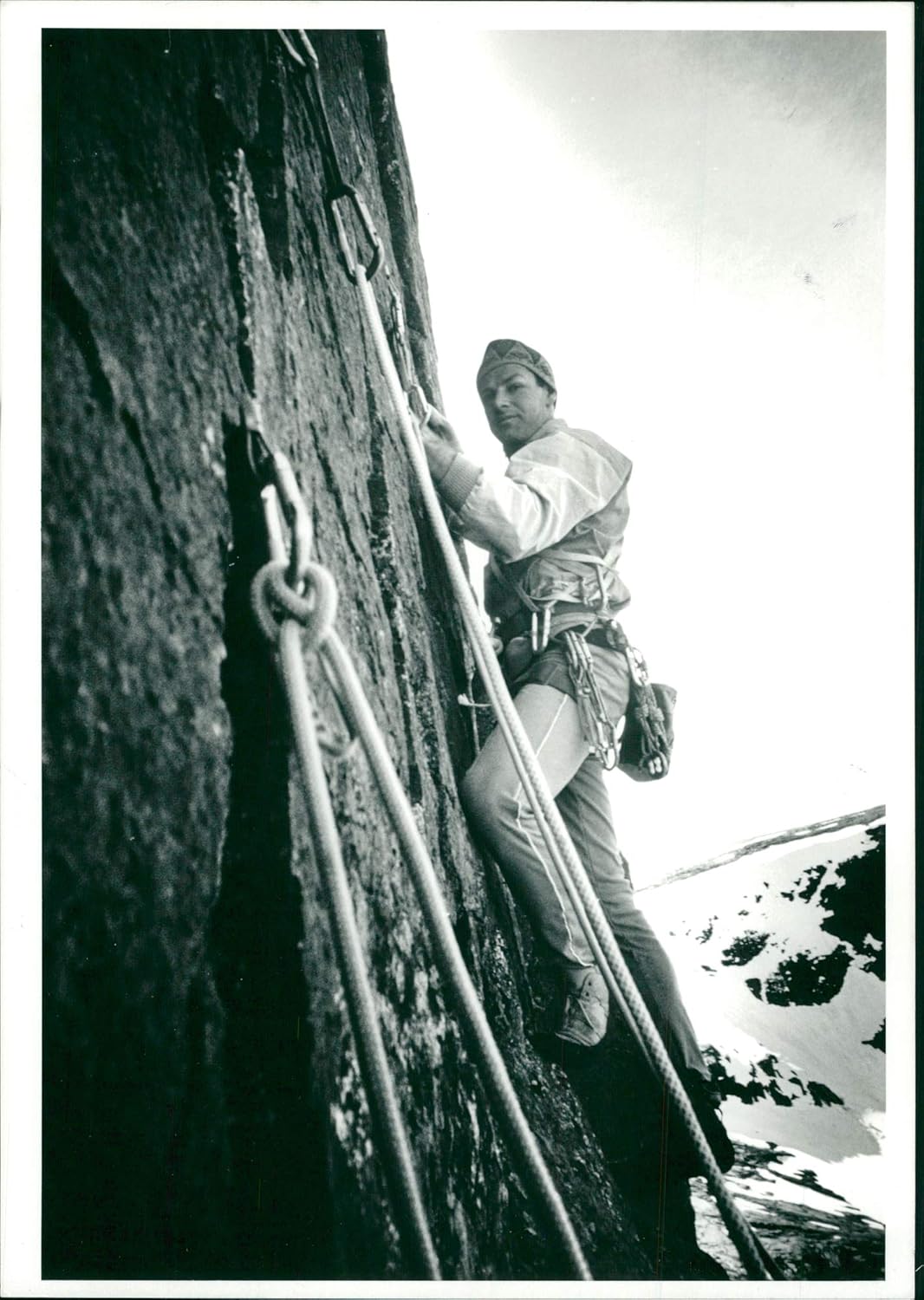 Vintage photo of Rock climbing Competitive physical