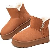 Moudki Winter Boots for Women Warm Fur Lined Booties Platform Snow Boots for Women Ankle Booties Anti-Slip Outdoor Snow Boots