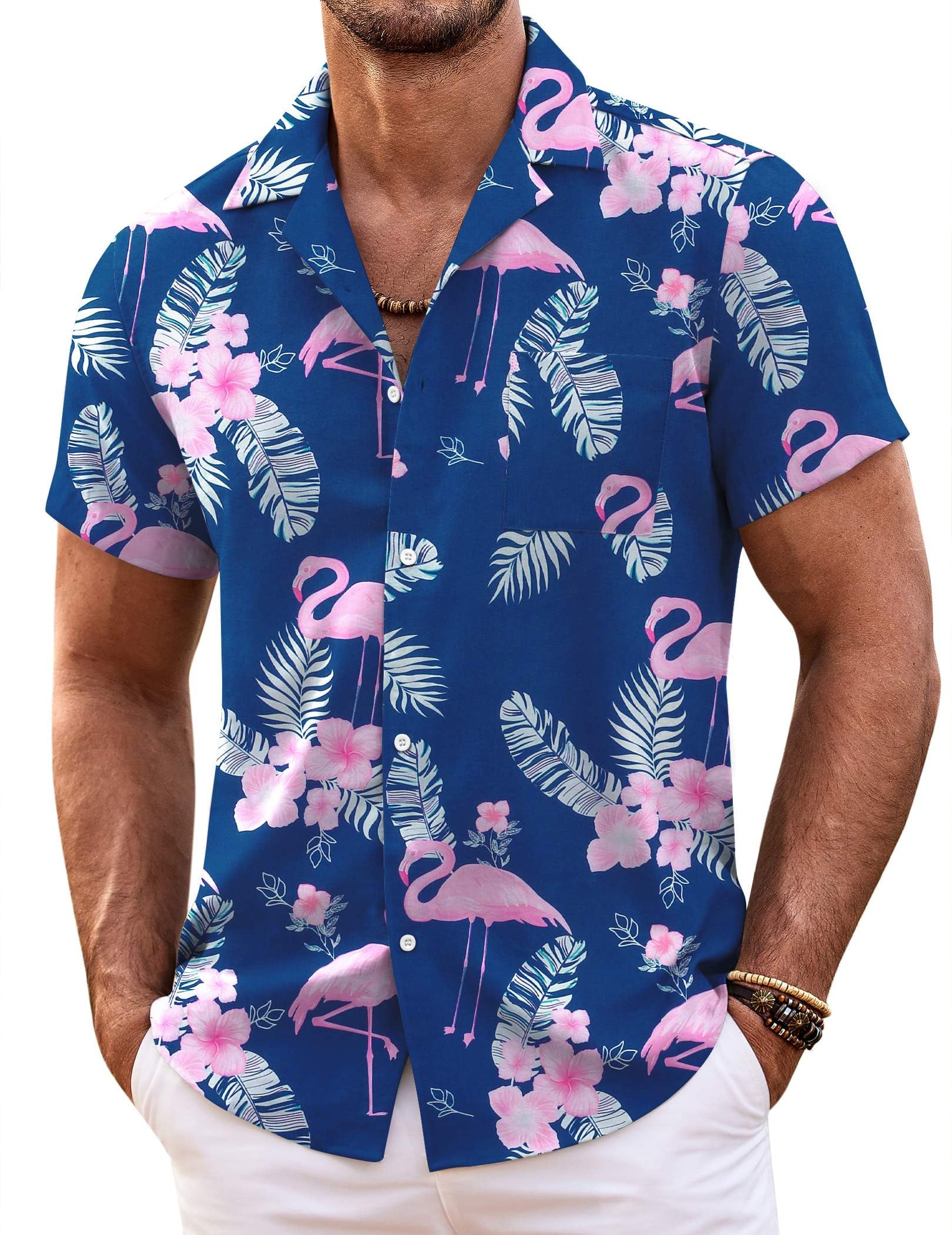 COOFANDY Mens Hawaiian Shirt Short Sleeve Floral