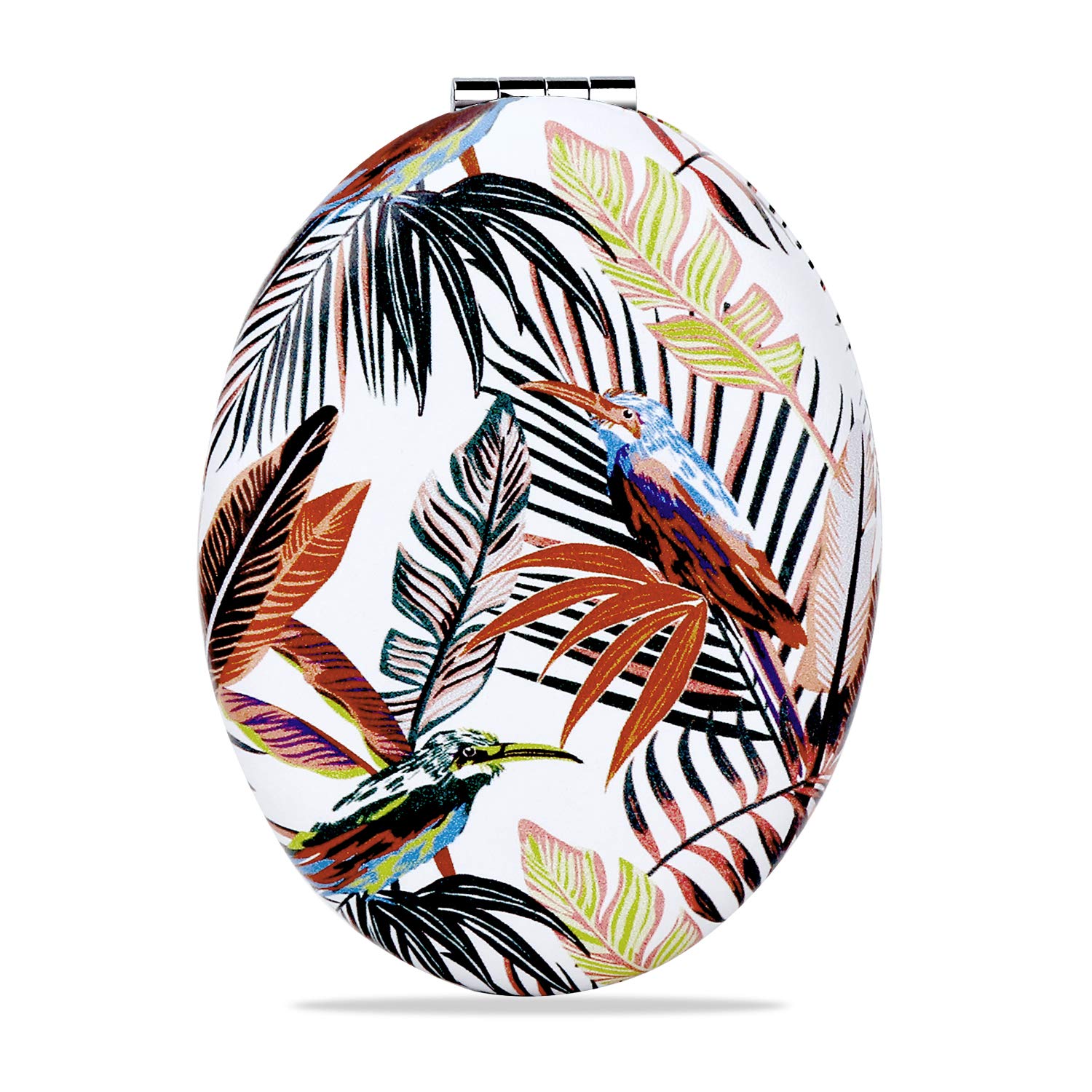 Nice Compact Vanity Mirror for Women Girls, Portable 1X/2X Magnifying Makeup Mirrors for Daily Work Home Office Travel, 2-Sided Oval Beauty Cosmetic Mirror Foldable Handheld for Pocket Handbag Wallet