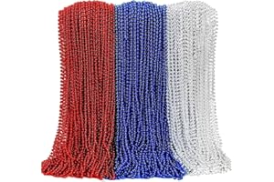 Goldencivetcat 36 Pcs 4th of July Beads Necklaces,Fourth of July Necklaces Bulk Accessories,Independence Day Red White and Blue Beads Usa Patriotic Memorial Party Favors supplies Decorations