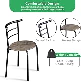 Yaheetech 3 Piece Dining Set Round Table & 2 Chairs, Modern, Drift Brown view 7