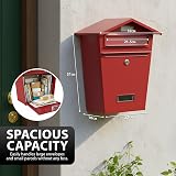 Zeno Post Box Wall Mounted Red Lockable Letterbox with Nameplate view 5