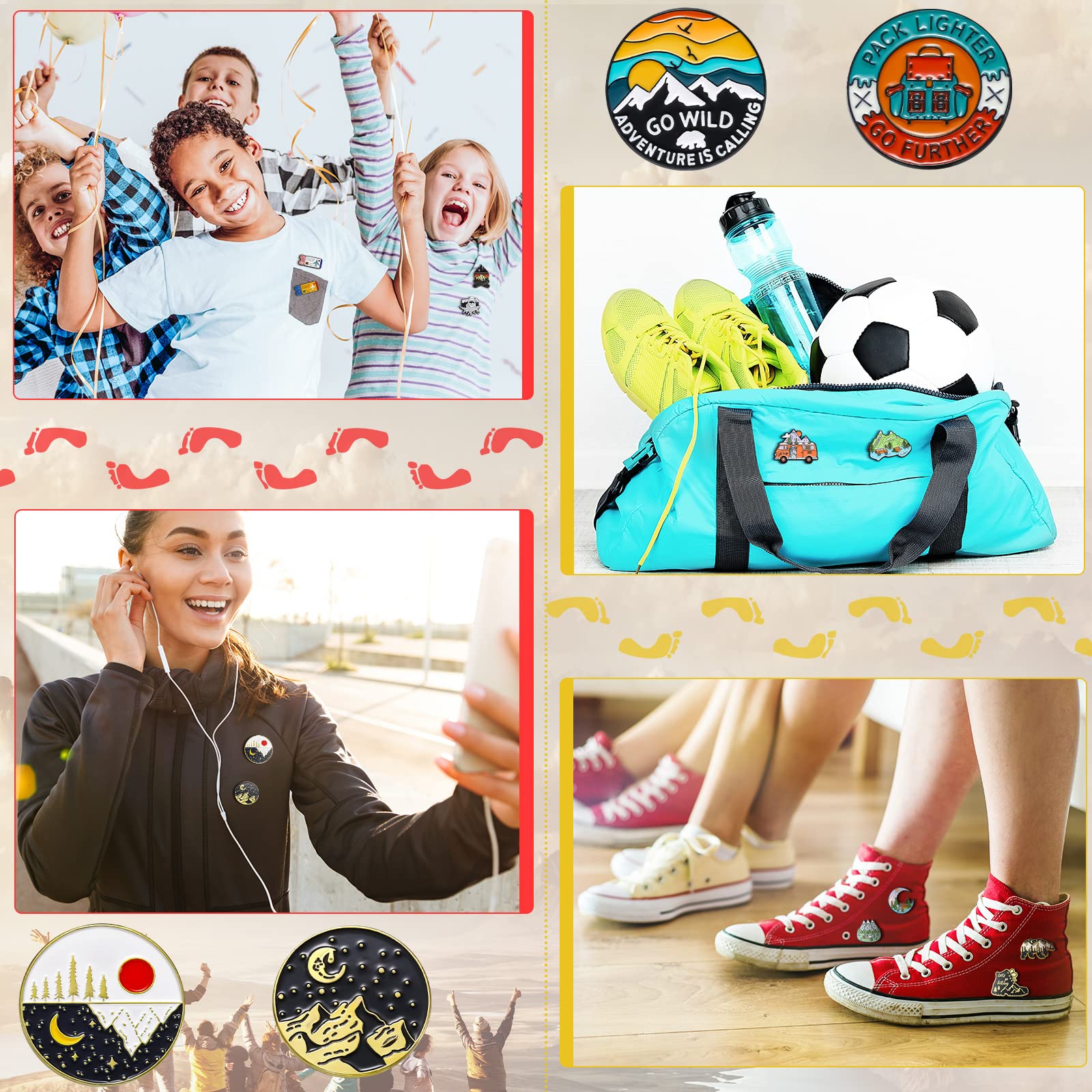 Hanaive 15 Pcs Enamel Pins for Backpack Hat Outdoors Adventure Brooch Pins Cute Camping Lapel Nature Aesthetic Jewelry for Women Men Clothing Bags DIY Crafts Gifts
