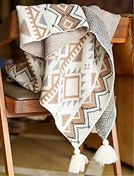 Brown Queen Size Knitted Tassel Boho Soft