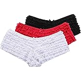 SHARICCA Womens Sexy Mesh Ruffle Panties Booty Boy Shorts Underwear