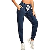 PULI Women Workout Sweatpants Cotton Jogger Ribber Splicing Lounge Sweat Pants with Zipper Pocket