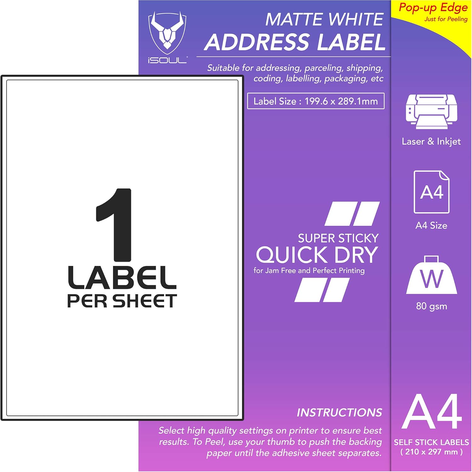 a4 sticky labels 1 per sheet